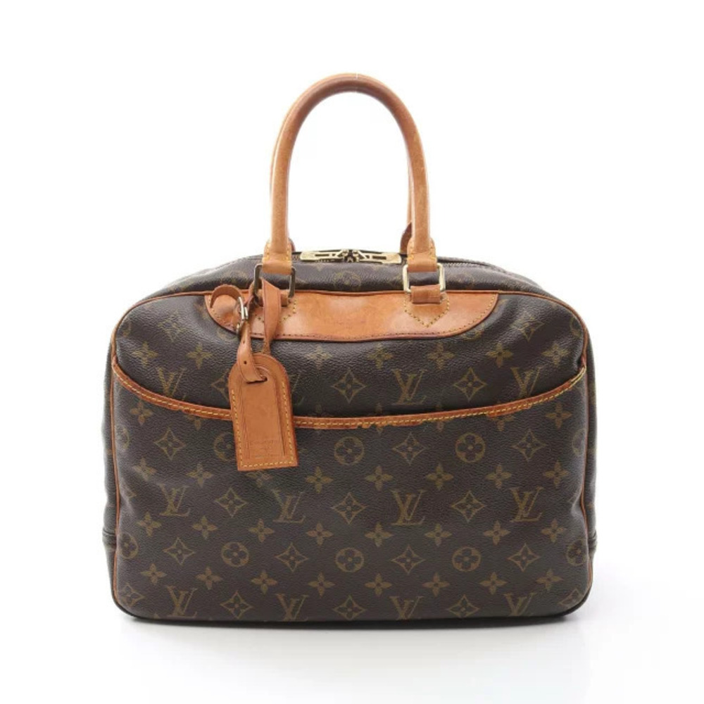 Louis Vuitton Deauville Bowling Vanity Handbag Canvas Leather Monogram Brown